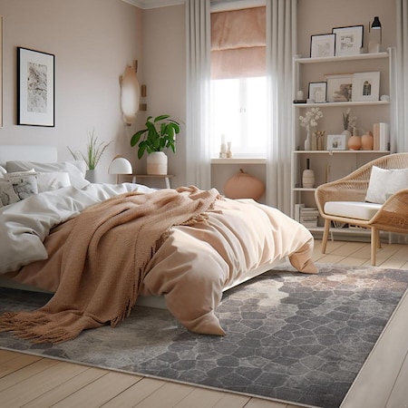 Homeroots 4 x 6 ft. Beige Cobblestone Pattern Area Rug 395848